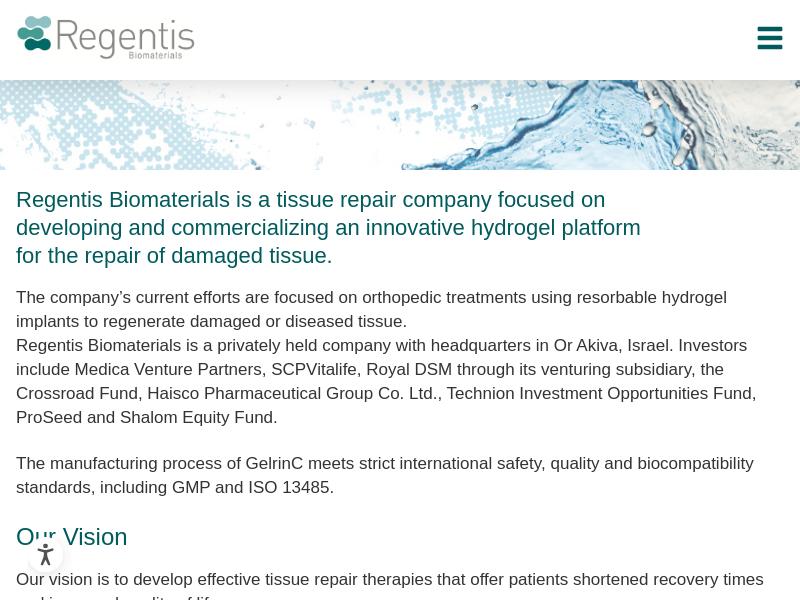 Regentis Biomaterials Ltd. Made Headway